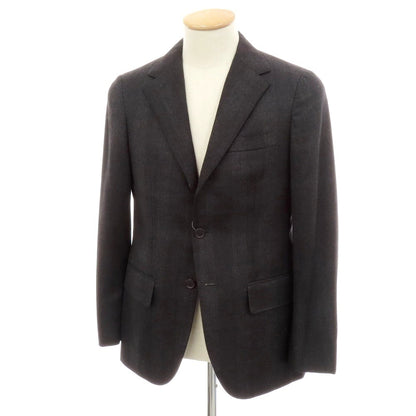 【中古】グリーンレーベルリラクシング green label relaxing ウール グレンチェック 3B テーラードジャケット ダークグレー【 44 】【 状態ランクB 】【 メンズ 】