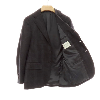 【中古】グリーンレーベルリラクシング green label relaxing ウール グレンチェック 3B テーラードジャケット ダークグレー【 44 】【 状態ランクB 】【 メンズ 】