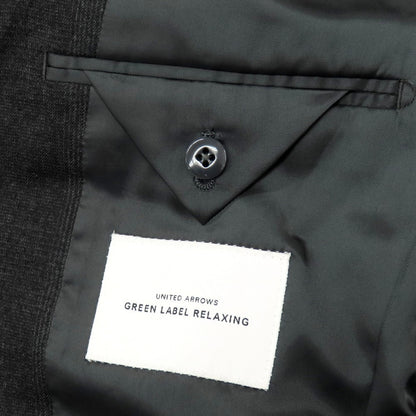 【中古】グリーンレーベルリラクシング green label relaxing ウール グレンチェック 3B テーラードジャケット ダークグレー【 44 】【 状態ランクB 】【 メンズ 】
