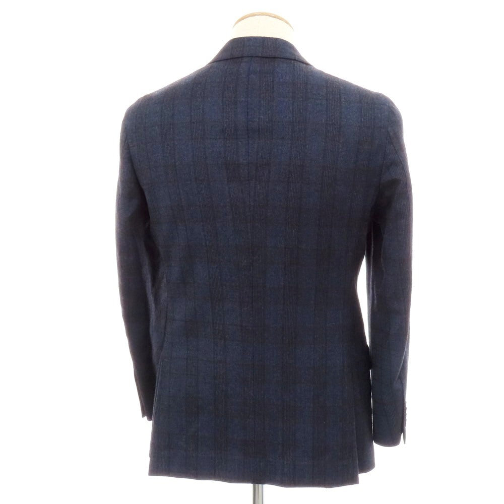 【中古】グリーンレーベルリラクシング green label relaxing ウール チェック 2B テーラードジャケット ネイビーxブラック【 44 】【 状態ランクB 】【 メンズ 】