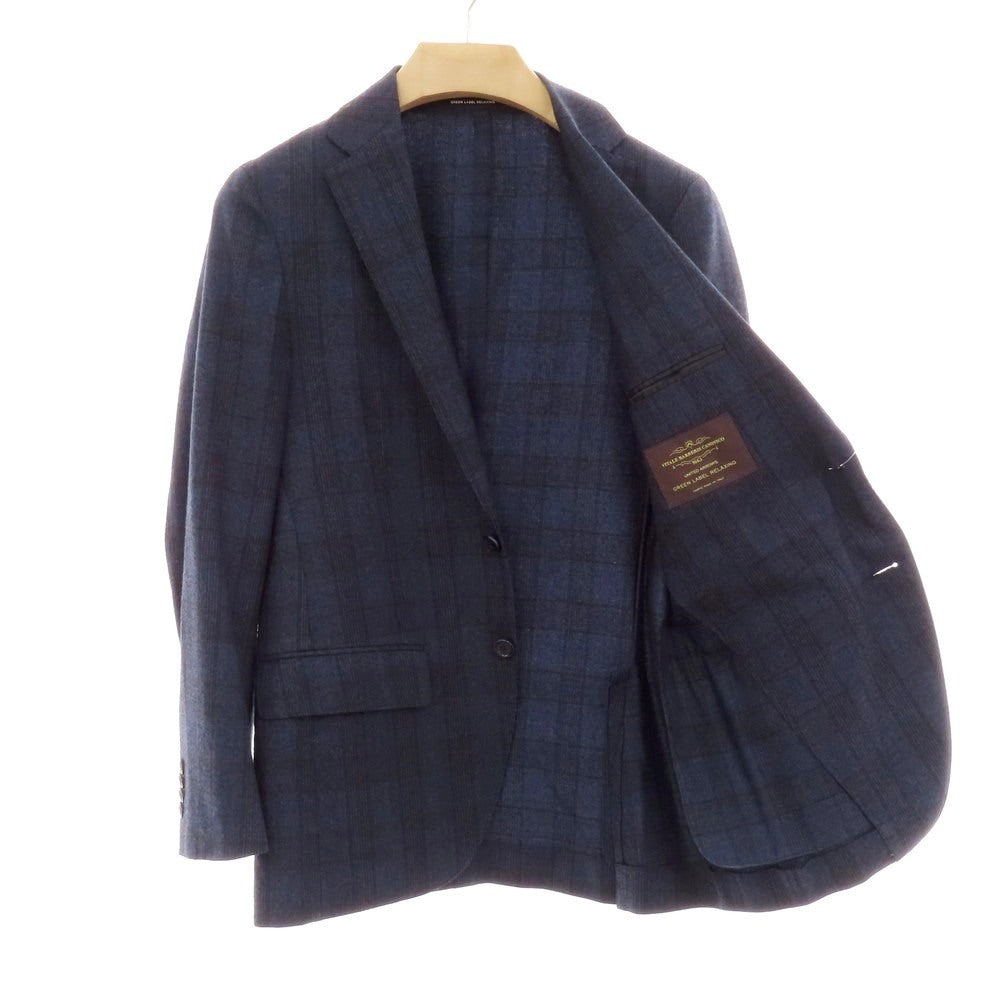 【中古】グリーンレーベルリラクシング green label relaxing ウール チェック 2B テーラードジャケット ネイビーxブラック【 44 】【 状態ランクB 】【 メンズ 】
