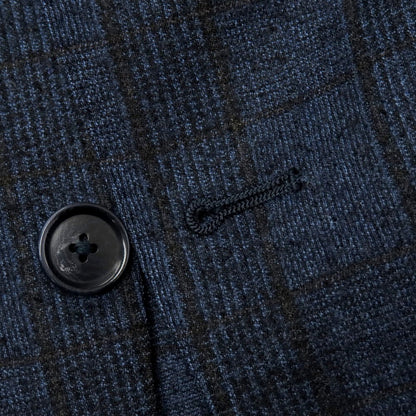 【中古】グリーンレーベルリラクシング green label relaxing ウール チェック 2B テーラードジャケット ネイビーxブラック【 44 】【 状態ランクB 】【 メンズ 】