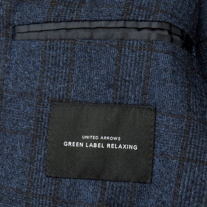 【中古】グリーンレーベルリラクシング green label relaxing ウール チェック 2B テーラードジャケット ネイビーxブラック【 44 】【 状態ランクB 】【 メンズ 】