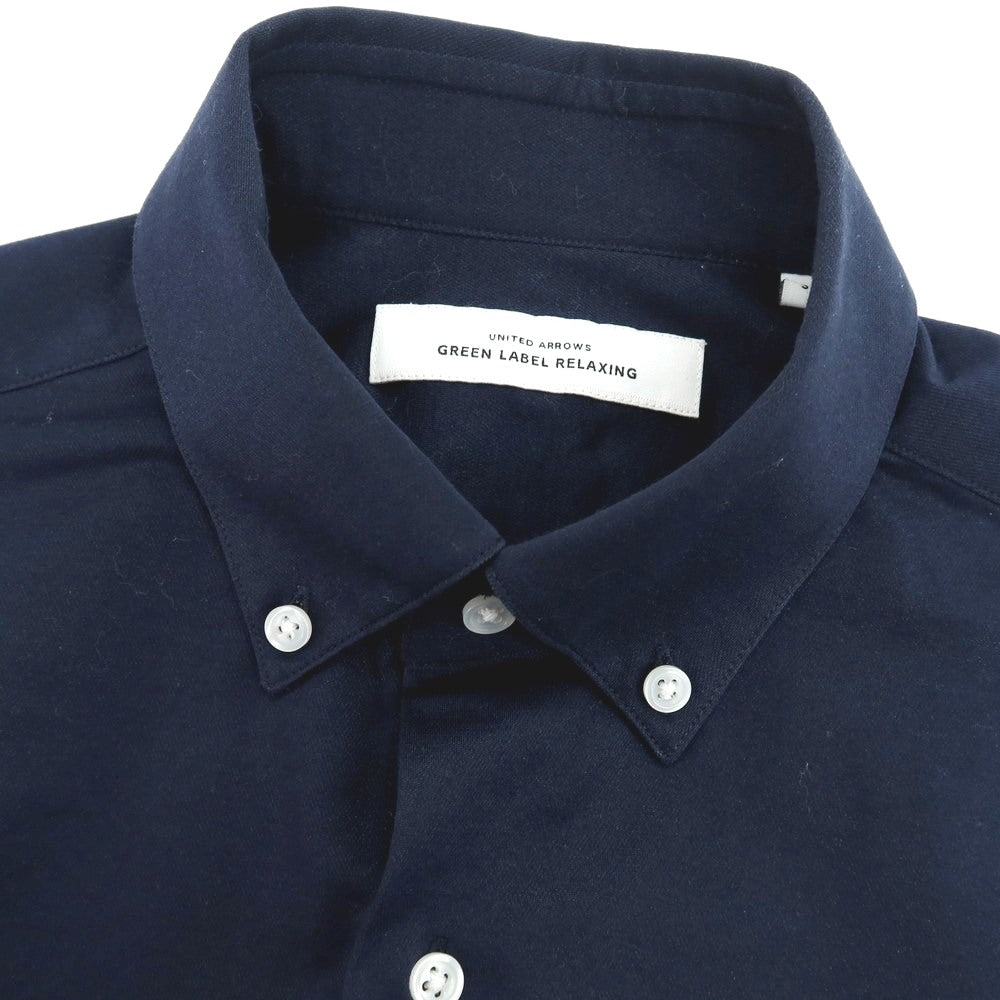 【中古】グリーンレーベルリラクシング green label relaxing ポリエステルコットン ジャージー ボタンダウン カジュアルシャツ ネイビー【 S 】【 状態ランクB 】【 メンズ 】