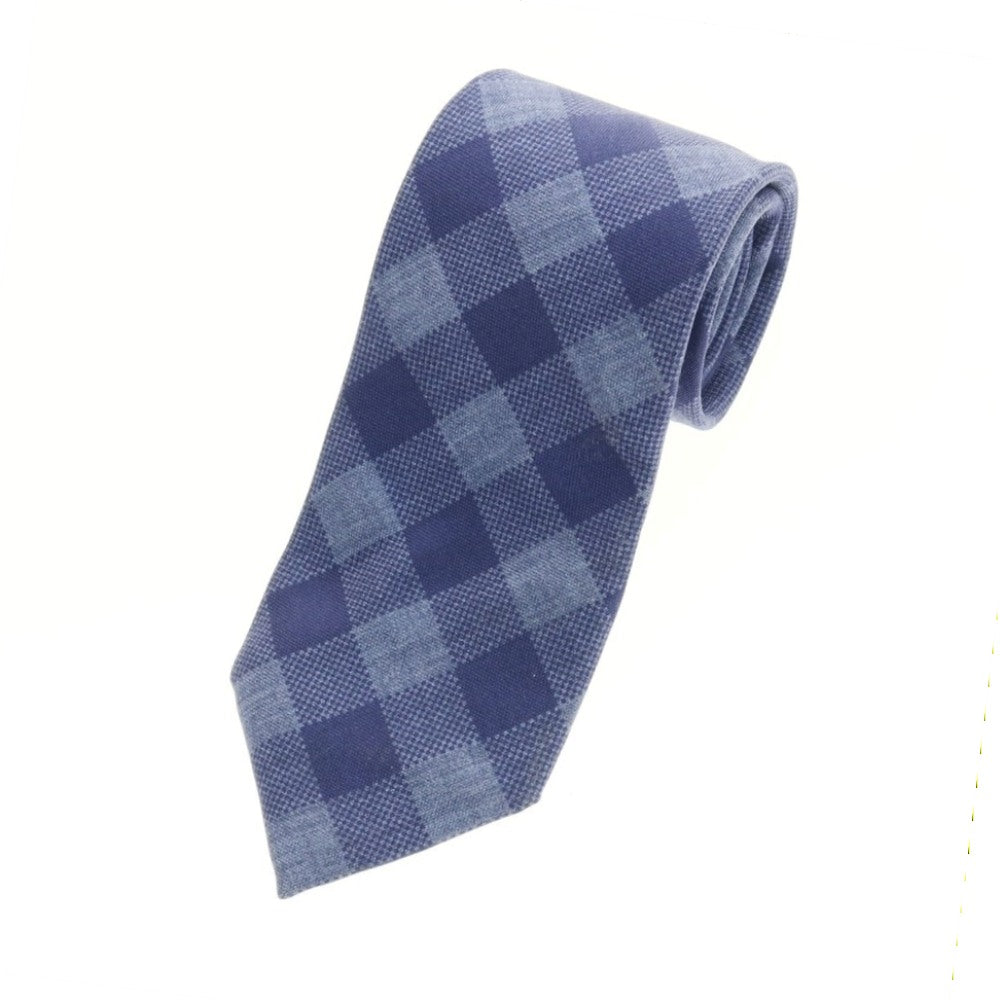 【中古】ビームスエフ BEAMS F シルク チェック柄ネクタイ ブルーxネイビー【 状態ランクB 】【 メンズ 】 [APD]