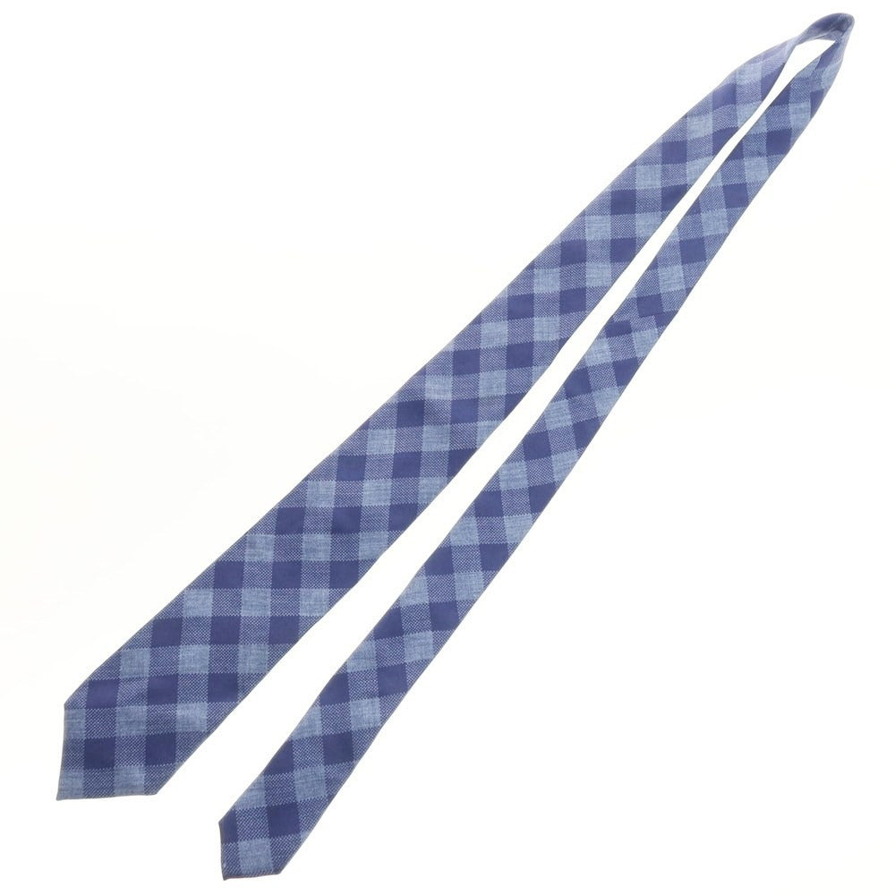 【中古】ビームスエフ BEAMS F シルク チェック柄ネクタイ ブルーxネイビー【 状態ランクB 】【 メンズ 】