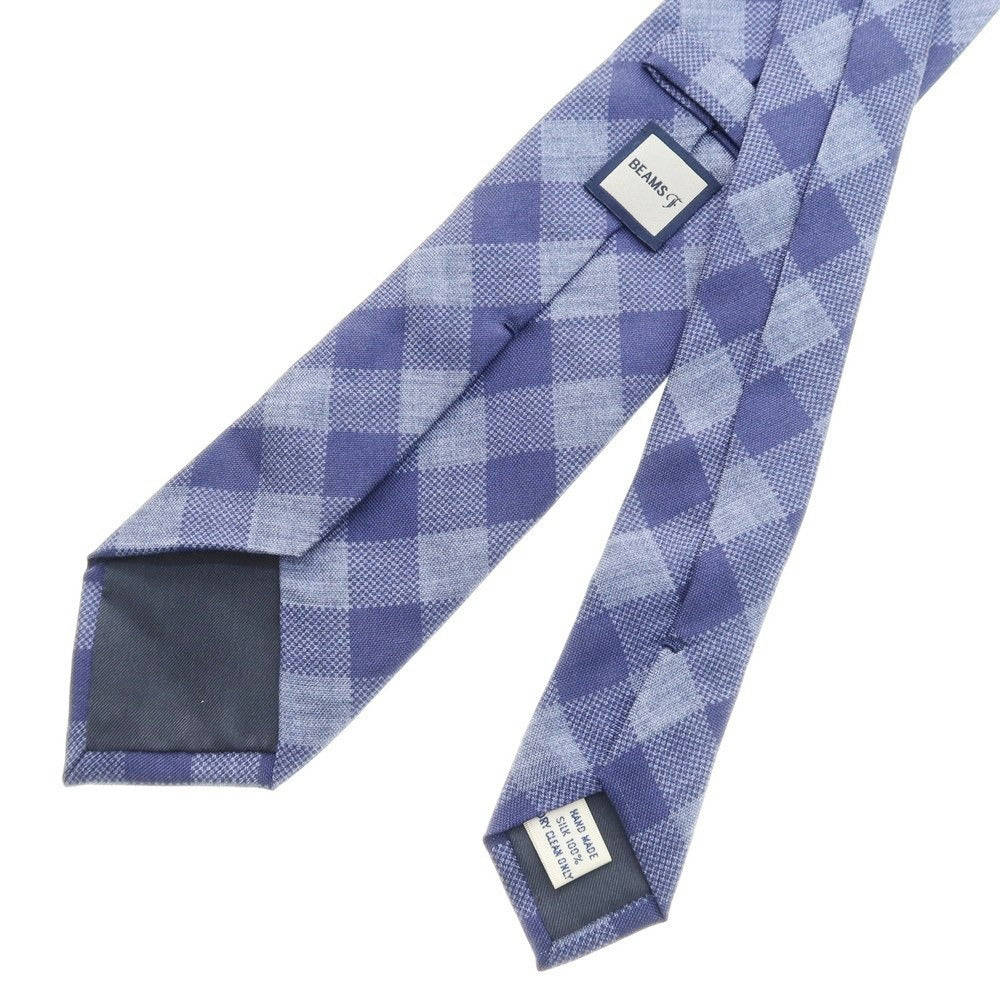 【中古】ビームスエフ BEAMS F シルク チェック柄ネクタイ ブルーxネイビー【 状態ランクB 】【 メンズ 】