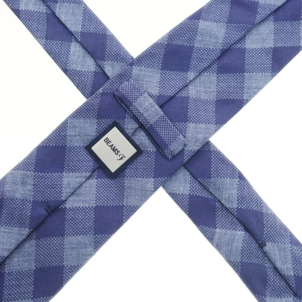 【中古】ビームスエフ BEAMS F シルク チェック柄ネクタイ ブルーxネイビー【 状態ランクB 】【 メンズ 】