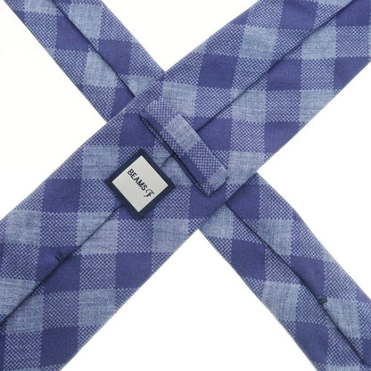 【中古】ビームスエフ BEAMS F シルク チェック柄ネクタイ ブルーxネイビー【 状態ランクB 】【 メンズ 】