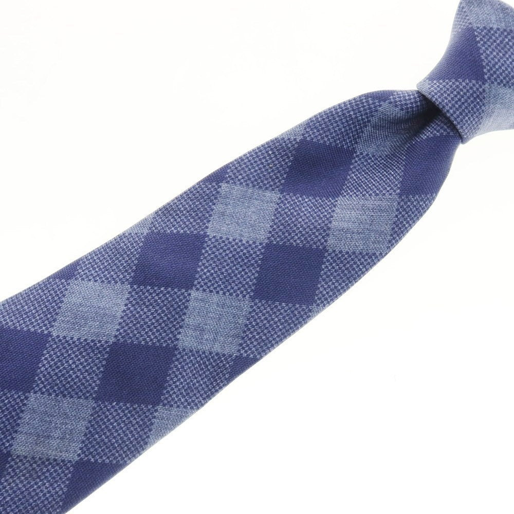 【中古】ビームスエフ BEAMS F シルク チェック柄ネクタイ ブルーxネイビー【 状態ランクB 】【 メンズ 】