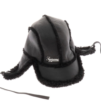 【中古】シュプリーム Supreme 2025年秋冬 Shearling Lined Earflap Cap シープレザー フライトキャップ ブラック【 58cm S/M 】【 状態ランクB 】【 メンズ 】