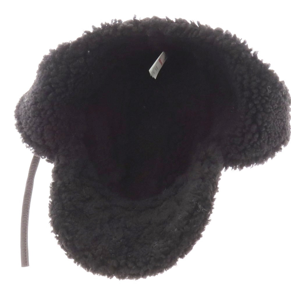 【中古】シュプリーム Supreme 2025年秋冬 Shearling Lined Earflap Cap シープレザー フライトキャップ ブラック【サイズ58cm S/M】【 状態ランクB 】【 メンズ 】[BPD]