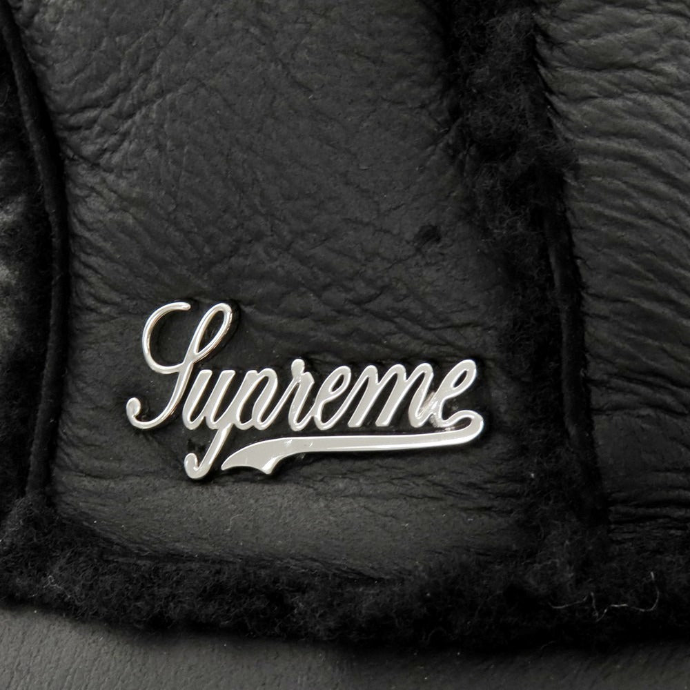 【中古】シュプリーム Supreme 2025年秋冬 Shearling Lined Earflap Cap シープレザー フライトキャップ ブラック【サイズ58cm S/M】【 状態ランクB 】【 メンズ 】[BPD]