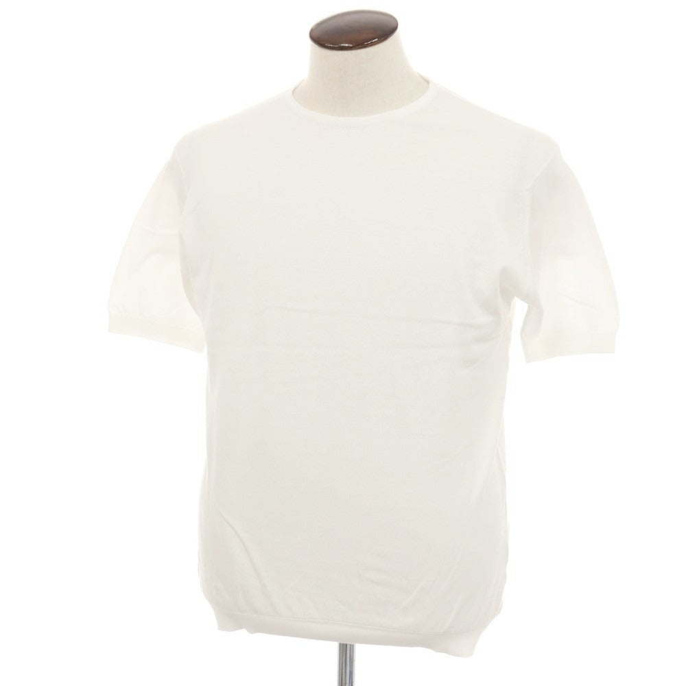 【中古】【未使用】ジョンスメドレー JOHN SMEDLEY ハイゲージ シーアイランドコットン クルーネック 半袖 プルオーバーニット ホワイト【サイズL】【 状態ランクS 】【 メンズ 】