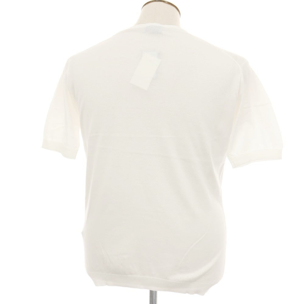 【中古】【未使用】ジョンスメドレー JOHN SMEDLEY ハイゲージ シーアイランドコットン クルーネック 半袖 プルオーバーニット ホワイト【サイズL】【 状態ランクS 】【 メンズ 】