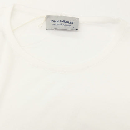 【中古】【未使用】ジョンスメドレー JOHN SMEDLEY ハイゲージ シーアイランドコットン クルーネック 半袖 プルオーバーニット ホワイト【サイズL】【 状態ランクS 】【 メンズ 】