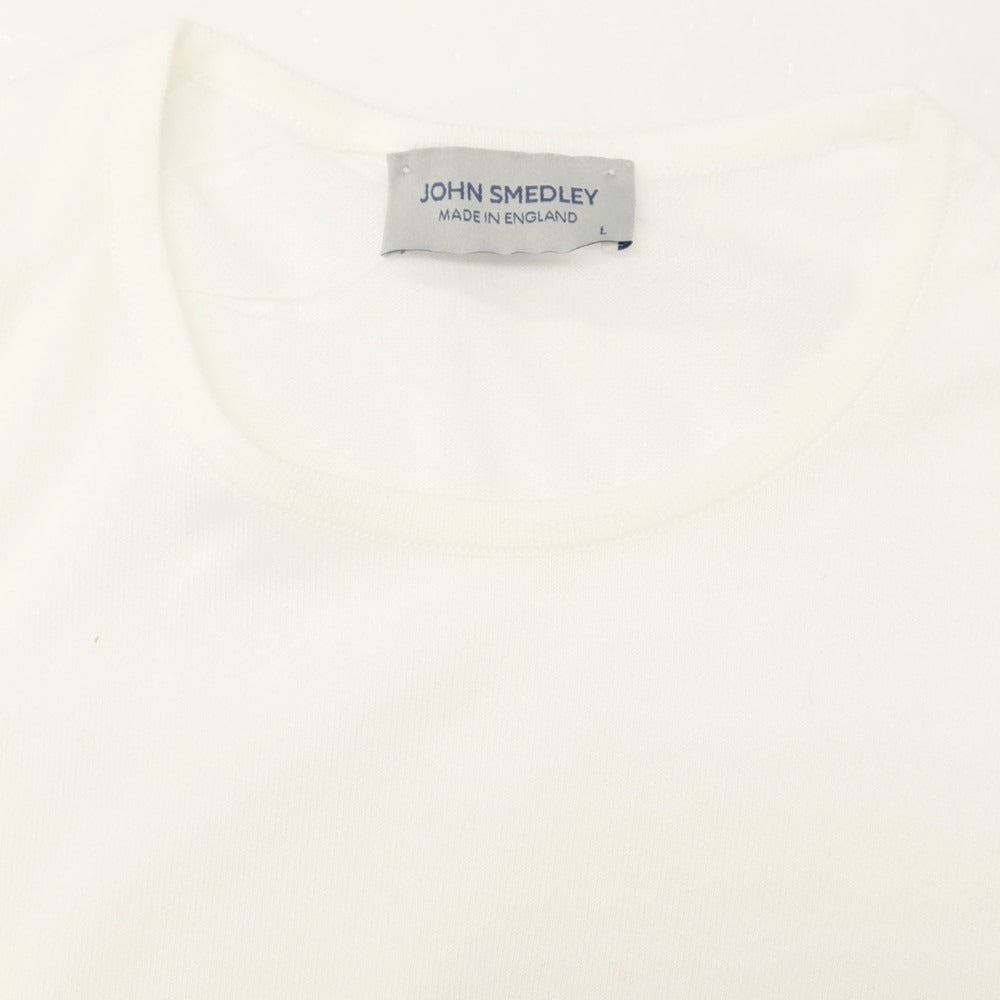 【中古】ジョンスメドレー JOHN SMEDLEY ハイゲージ シーアイランドコットン クルーネック 半袖 プルオーバーニット ホワイト【サイズL】【 状態ランクC 】【 メンズ 】