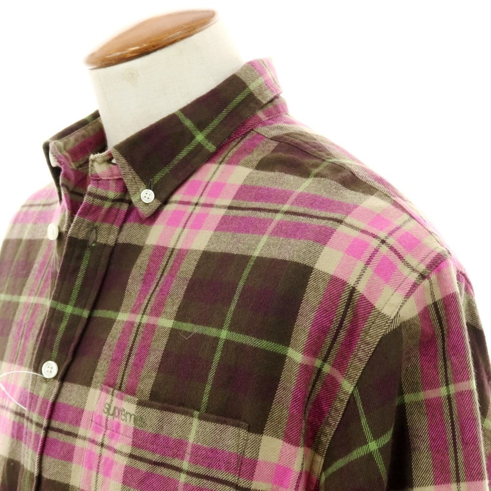 【中古】シュプリーム Supreme 2025年秋冬 Plaid Flannel Shirt チェック ボタンダウン カジュアルシャツ ブラウンxピンク【 M 】【 状態ランクB 】【 メンズ 】