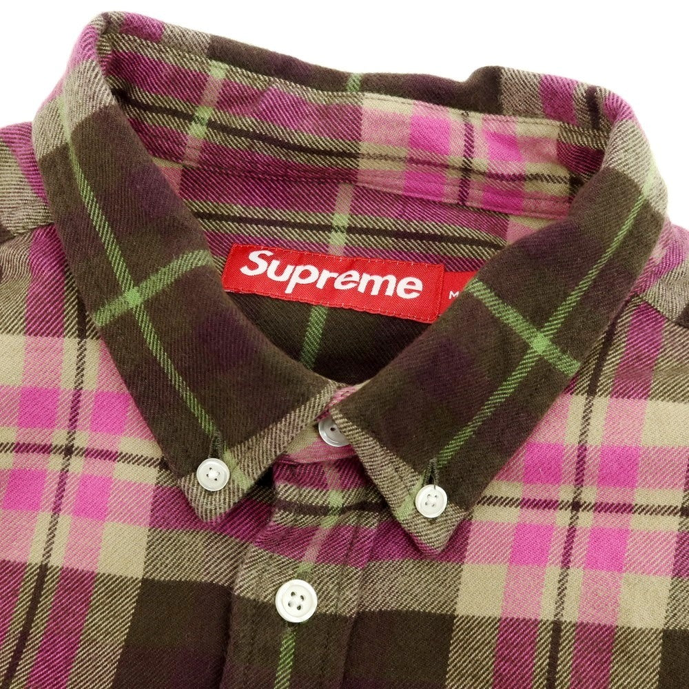 【中古】シュプリーム Supreme 2025年秋冬 Plaid Flannel Shirt チェック ボタンダウン カジュアルシャツ ブラウンxピンク【 M 】【 状態ランクB 】【 メンズ 】