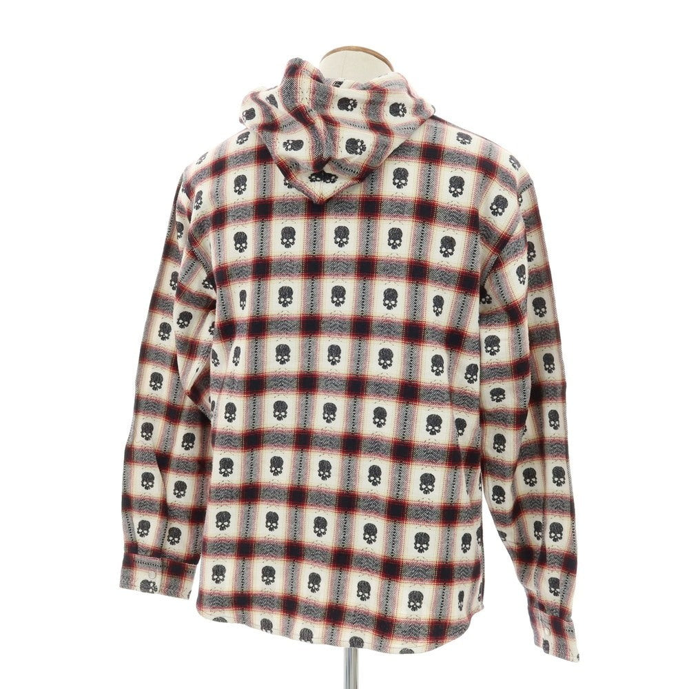 【中古】シュプリーム Supreme x Number (N)ine 2025年秋冬 Hooded Flannel Shirt カジュアルシャツ ホワイトxブラック【 M 】【 状態ランクB 】【 メンズ 】