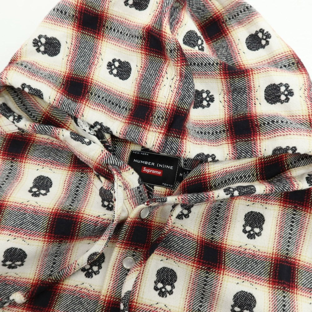 【中古】シュプリーム Supreme x Number (N)ine 2025年秋冬 Hooded Flannel Shirt カジュアルシャツ ホワイトxブラック【 M 】【 状態ランクB 】【 メンズ 】