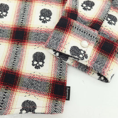 【中古】シュプリーム Supreme x Number (N)ine 2025年秋冬 Hooded Flannel Shirt カジュアルシャツ ホワイトxブラック【 M 】【 状態ランクB 】【 メンズ 】