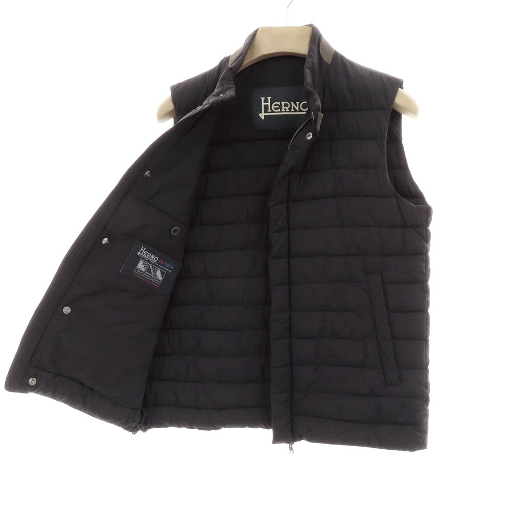 【中古】ヘルノ Herno IN-TECH ナイロンポリウレタン 中綿ベスト ブルゾン ネイビー【 サイズ46 】【 状態ランクB 】【 メンズ 】 [APD]