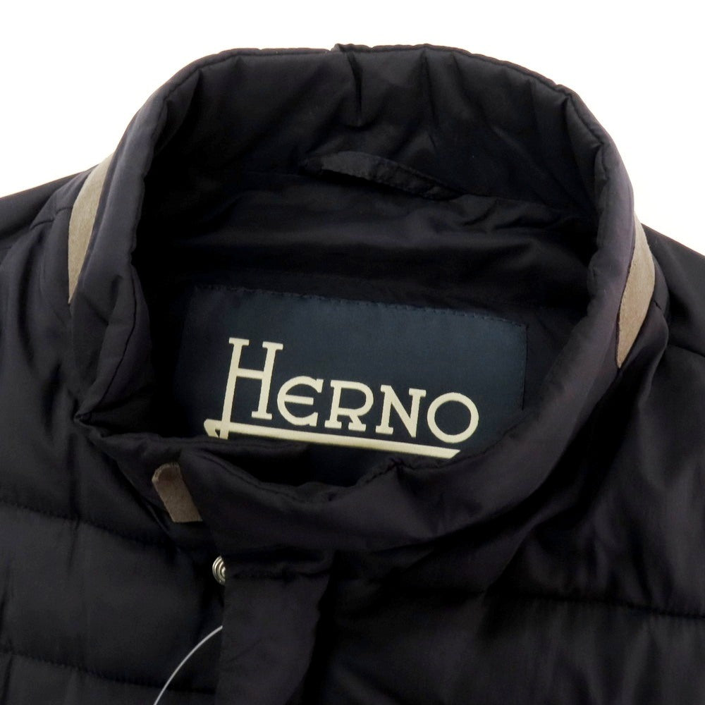 【中古】ヘルノ Herno IN-TECH ナイロンポリウレタン 中綿ベスト ブルゾン ネイビー【 サイズ46 】【 状態ランクB 】【 メンズ 】 [APD]