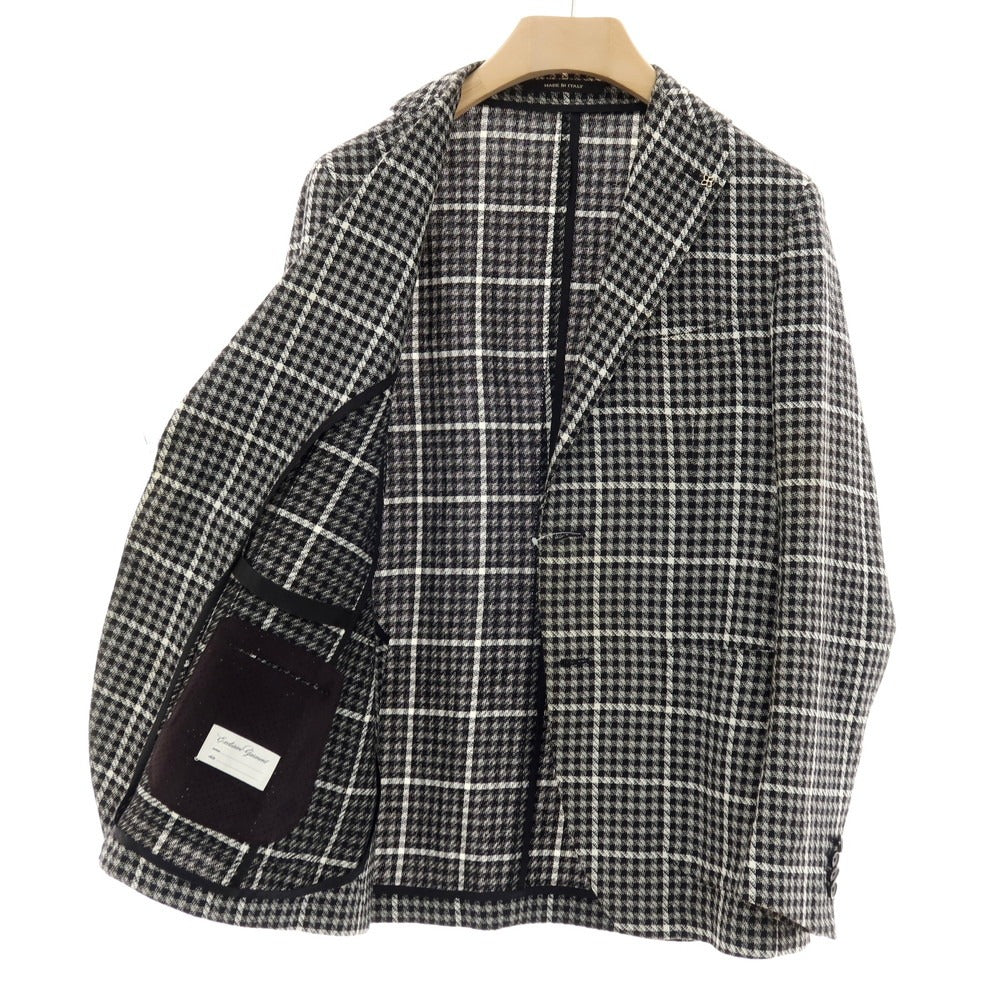 【中古】タリアトーレ TAGLIATORE リネンコットン チェック テーラードジャケット ブラックxホワイト【 46 】【 状態ランクD 】【 メンズ 】 []