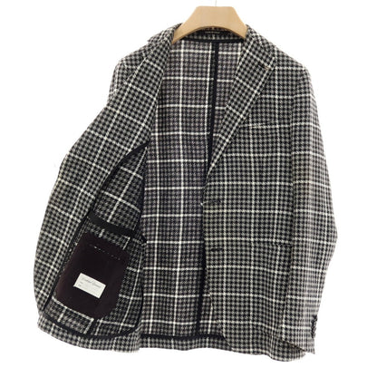 【中古】タリアトーレ TAGLIATORE リネンコットン チェック テーラードジャケット ブラックxホワイト【 46 】【 状態ランクD 】【 メンズ 】 []
