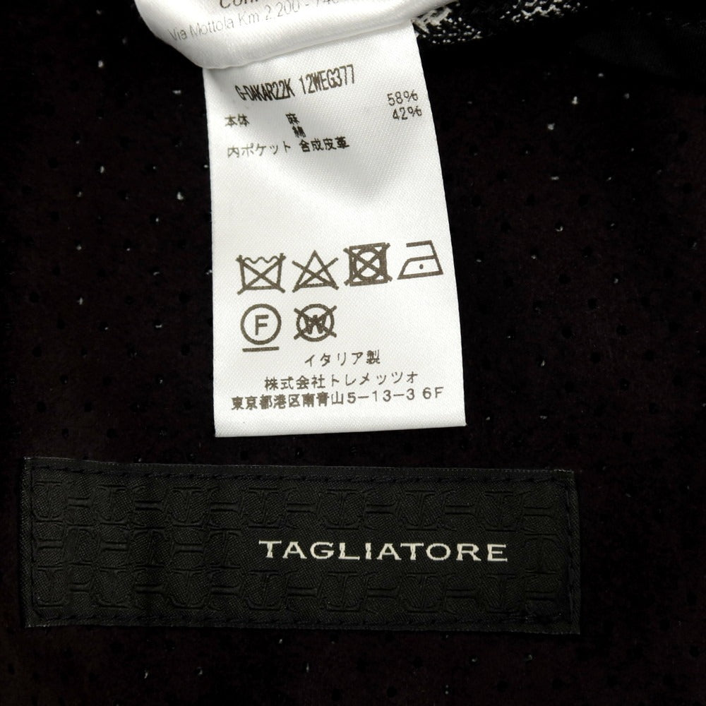 【中古】タリアトーレ TAGLIATORE リネンコットン チェック テーラードジャケット ブラックxホワイト【 46 】【 状態ランクD 】【 メンズ 】 []