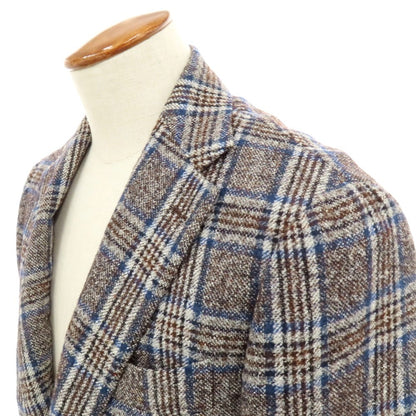 【中古】ブリッラ ペル イル グスト Brilla per il gusto コットンアルパカナイロン チェック 3B カジュアルジャケット ブラウンxネイビー【 48 】【 状態ランクC 】【 メンズ 】
