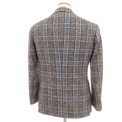 【中古】ブリッラ ペル イル グスト Brilla per il gusto コットンアルパカナイロン チェック 3B カジュアルジャケット ブラウンxネイビー【 48 】【 状態ランクC 】【 メンズ 】