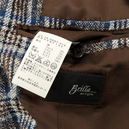 【中古】ブリッラ ペル イル グスト Brilla per il gusto コットンアルパカナイロン チェック 3B カジュアルジャケット ブラウンxネイビー【 48 】【 状態ランクC 】【 メンズ 】