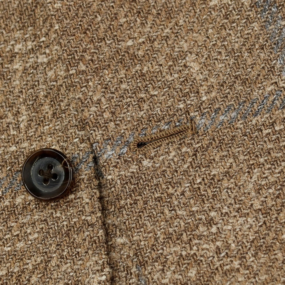 【中古】リングヂャケット RING JACKET MEISTER ウールアルパカナイロンシルクリネン チェック 3B テーラードジャケット ブラウンxネイビー【サイズ46】【 状態ランクC 】【 メンズ 】