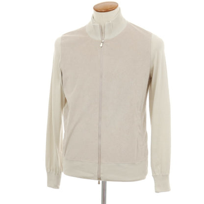 【中古】グランサッソ GRAN SASSO パンチング 切り替え ダブルジップ ニットブルゾン サンドベージュ【サイズ46】【 状態ランクC 】【 メンズ 】