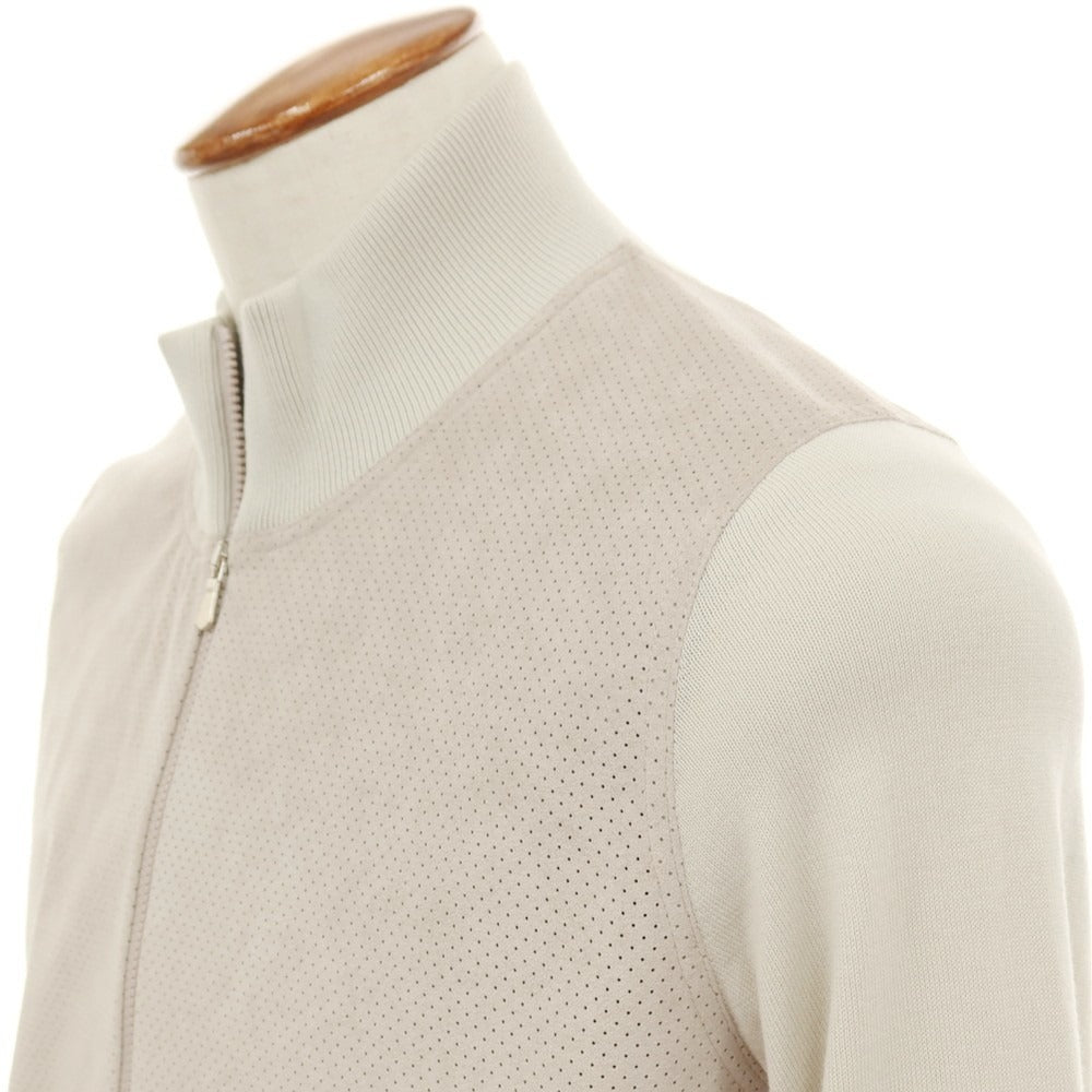 【中古】グランサッソ GRAN SASSO パンチング 切り替え ダブルジップ ニットブルゾン サンドベージュ【サイズ46】【 状態ランクC 】【 メンズ 】