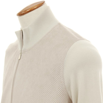 【中古】グランサッソ GRAN SASSO パンチング 切り替え ダブルジップ ニットブルゾン サンドベージュ【サイズ46】【 状態ランクC 】【 メンズ 】