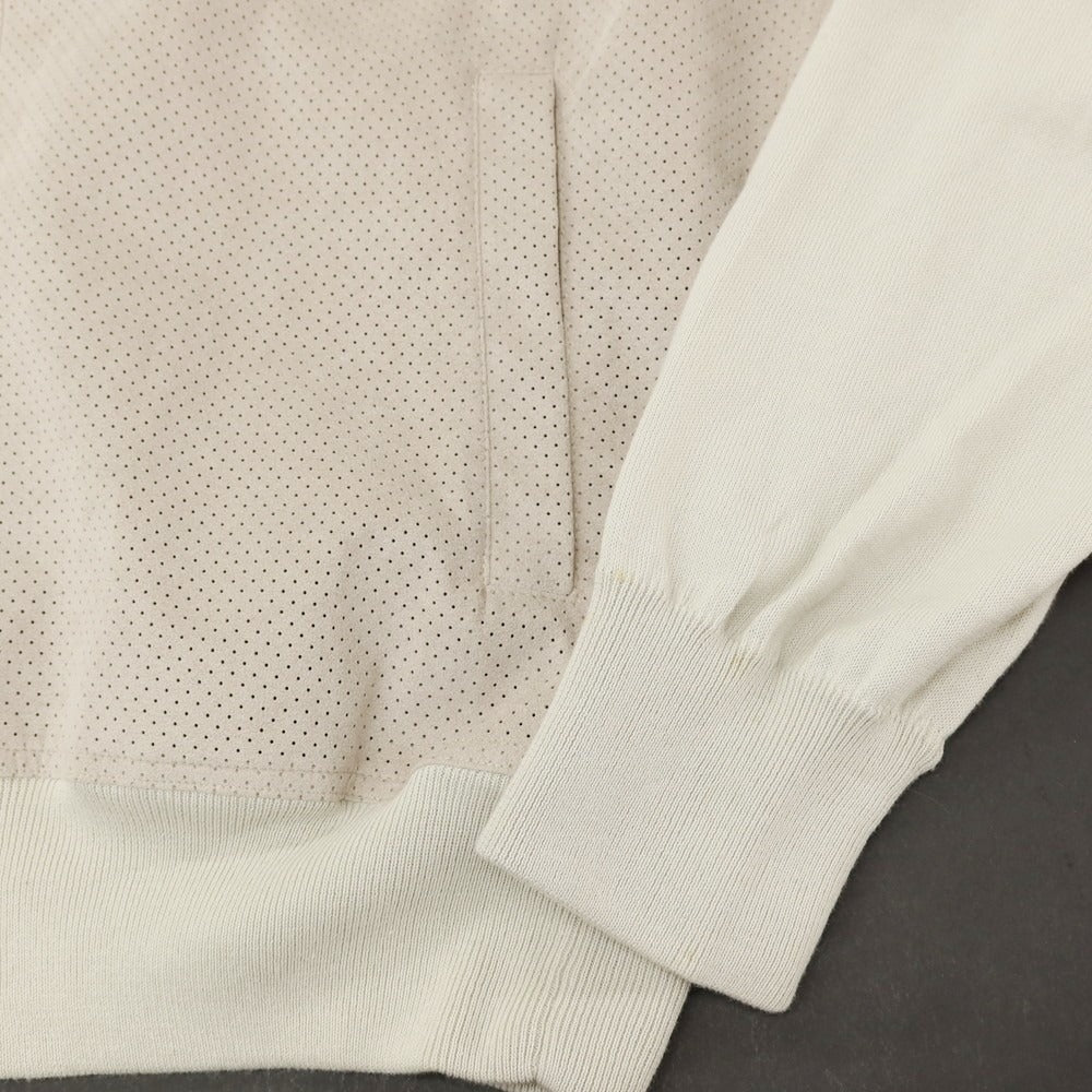 【中古】グランサッソ GRAN SASSO パンチング 切り替え ダブルジップ ニットブルゾン サンドベージュ【サイズ46】【 状態ランクC 】【 メンズ 】