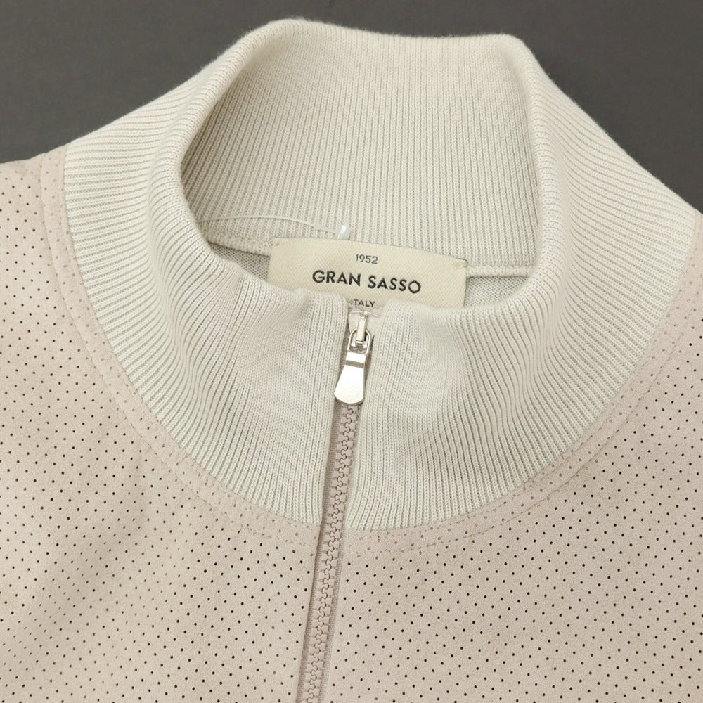 【中古】グランサッソ GRAN SASSO パンチング 切り替え ダブルジップ ニットブルゾン サンドベージュ【サイズ46】【 状態ランクC 】【 メンズ 】