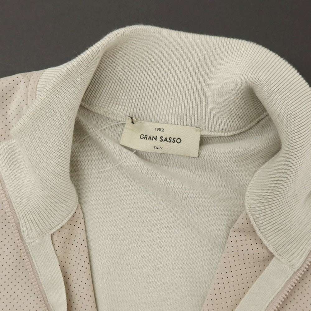 【中古】グランサッソ GRAN SASSO パンチング 切り替え ダブルジップ ニットブルゾン サンドベージュ【サイズ46】【 状態ランクC 】【 メンズ 】