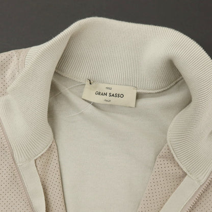 【中古】グランサッソ GRAN SASSO パンチング 切り替え ダブルジップ ニットブルゾン サンドベージュ【サイズ46】【 状態ランクC 】【 メンズ 】