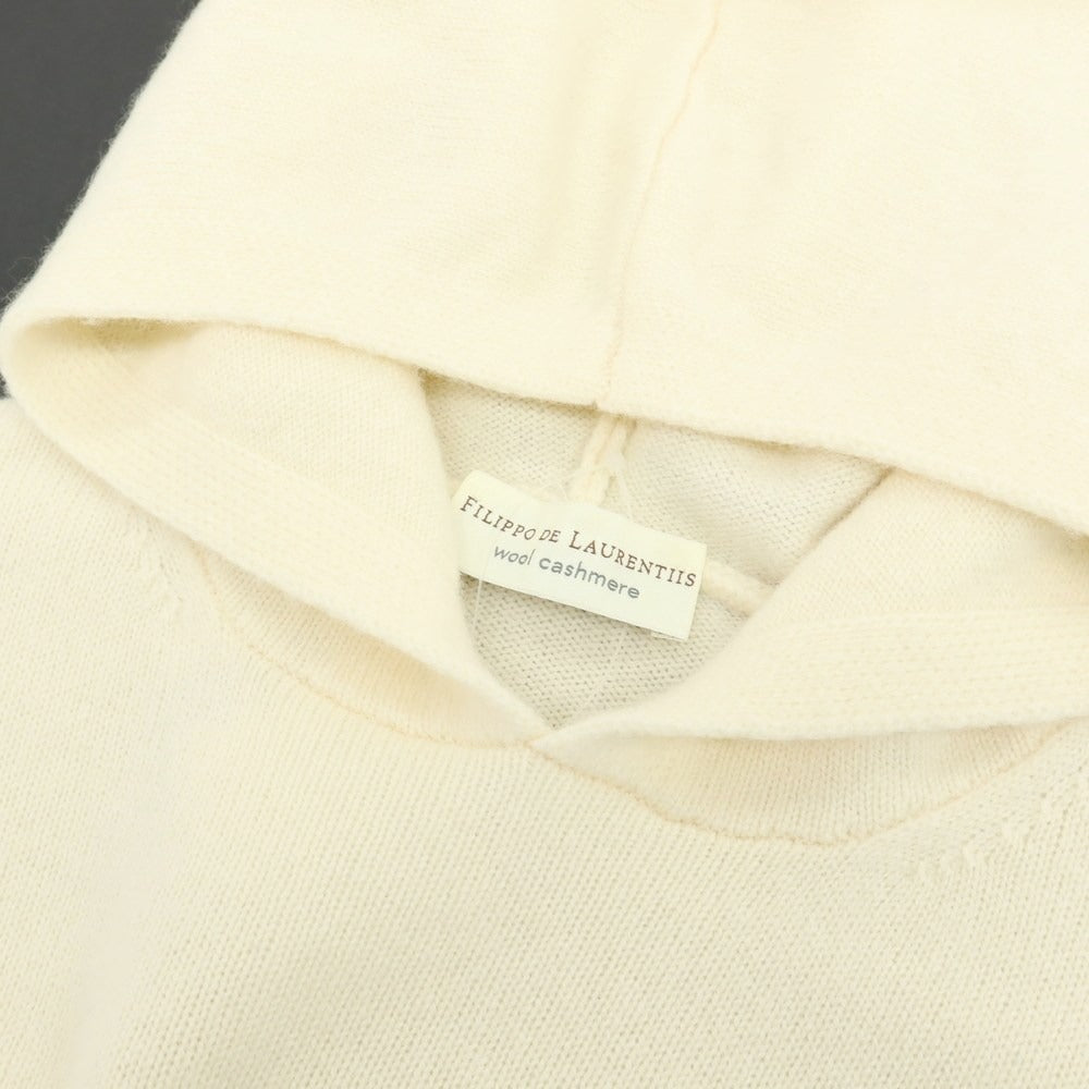 【中古】フィリッポ デ ローレンティス FILIPPO DE LAURENTIIS ウールカシミヤ ニット パーカー アイボリー【 46 】【 状態ランクB 】【 メンズ 】