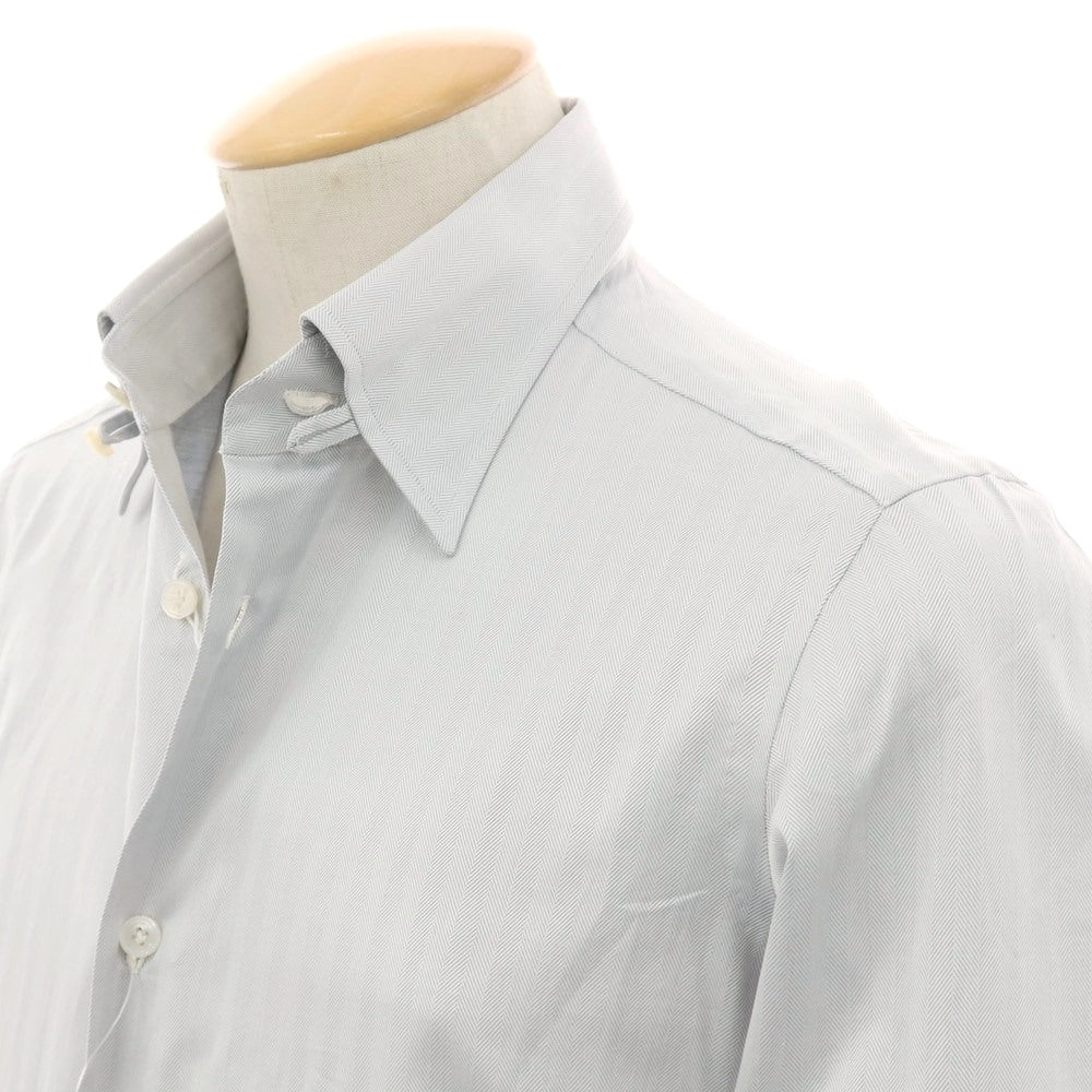 【中古】アヴィーノ AVINO コットン ヘリンボーン織り タブカラー ドレスシャツ グレー【 37 】【 状態ランクB 】【 メンズ 】