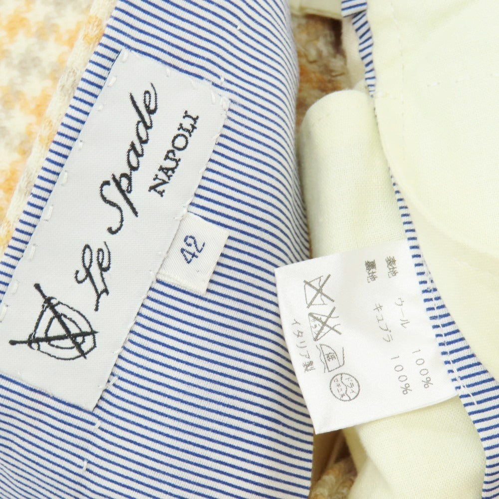 【中古】レ スパーデ Le Spade ウール チェック カジュアルスラックスパンツ アイボリーxオレンジ【サイズ42】【 状態ランクB 】【 メンズ 】[BPD]