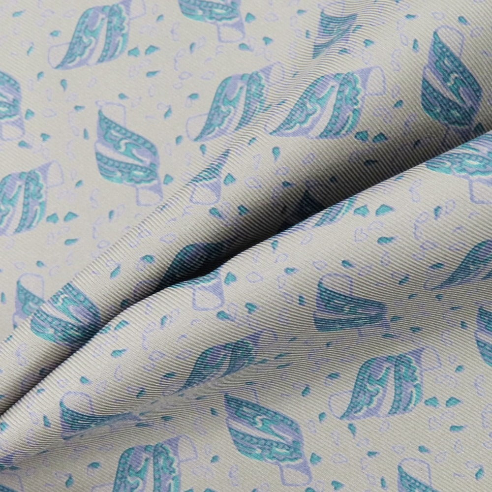 【中古】ヒッキーフリーマン HICKEY FREEMAN シルク プリント ストール グレーxブルー【 状態ランクB 】【 メンズ 】