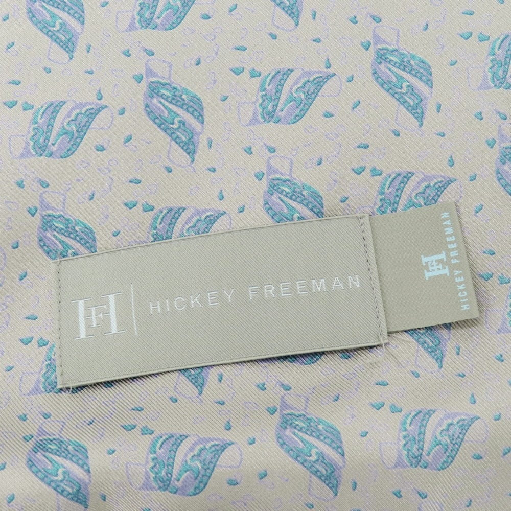 【中古】ヒッキーフリーマン HICKEY FREEMAN シルク プリント ストール グレーxブルー【 状態ランクB 】【 メンズ 】