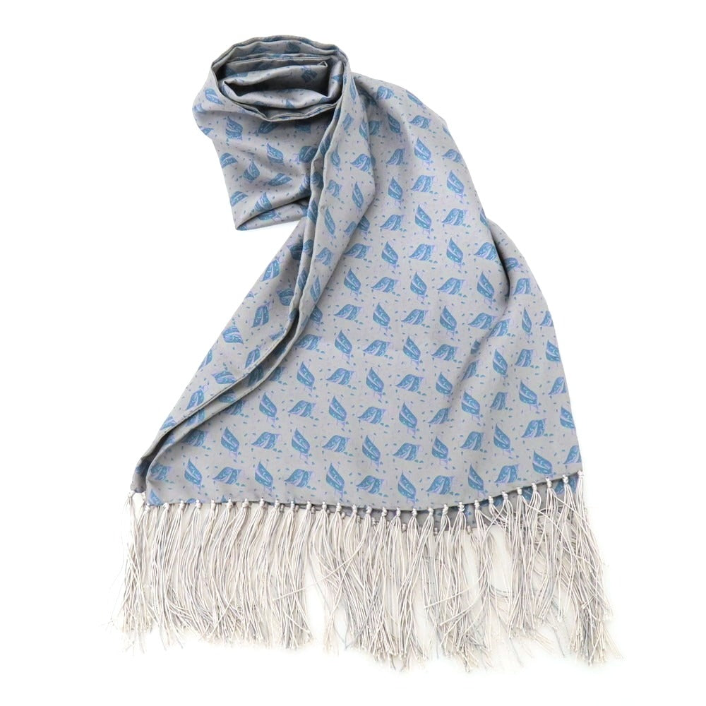 【中古】ヒッキーフリーマン HICKEY FREEMAN シルク プリント ストール グレーxブルー【 状態ランクB 】【 メンズ 】