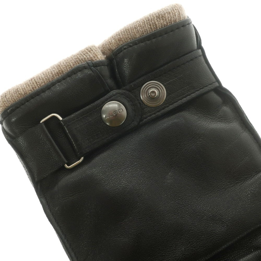 中古】アルポ ALPO レザー カシミヤライニング 手袋 グローブ ブラック