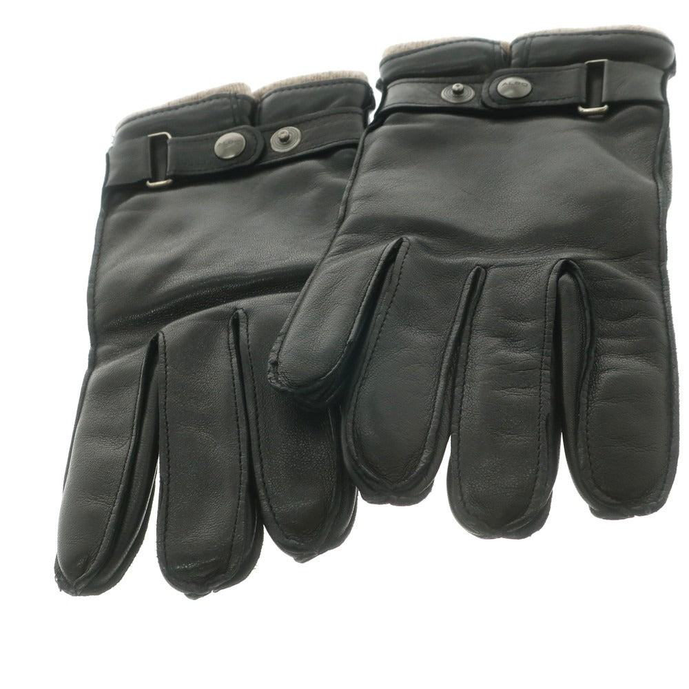 【中古】アルポ ALPO レザー カシミヤライニング 手袋 グローブ ブラック【サイズ7 1/2】【メンズ】 中古】アルポ ALPO レザー カシミヤライニング 手袋 グローブ ブラック